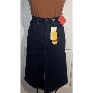 New Dead stock Vintage 80s Liz Claiborne High Waist Denim Skirt Dark Blue Jean S